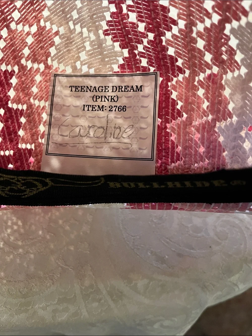 Bullnose Teenage Dream Girls Pink Chevron Straw Cowboy Hat Western EUC